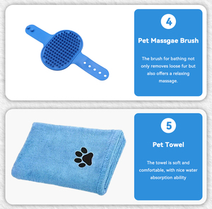 Brosse à shampoing pour <span class=keywords><strong>chien</strong></span> Gants de <span class=keywords><strong>toilettage</strong></span> pour animaux de compagnie Fournitures de <span class=keywords><strong>toilettage</strong></span> pour chats Kit de nettoyage pour animaux de compagnie 5 en 1 - Product Image 4
