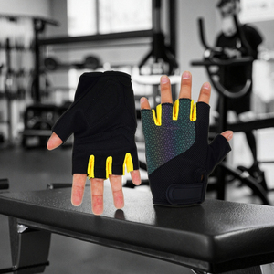 ถุงมือออกกำลังกายแบบครึ่งนิ้วแห้งเร็วปรับสายรัดข้อมือได้ถุงมือออกกำลังกายแบบใหม่กันลื่นสำหรับขี่จักรยาน - Product Image 1