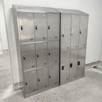 Casier de change à 9 portes en acier inoxydable 304 avec persiennes de ventilation et serrure à code pour usine alimentaire, salle blanche et atelier