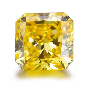 Модные яркие для мужчин в виде кристаллов, созданные огранка «Радиант» выращенные лабораторно желтый HPHT Diamond
