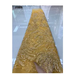 China Supplier Wholesales elegant gold heavy handmade beads lace embroideried lace in india market