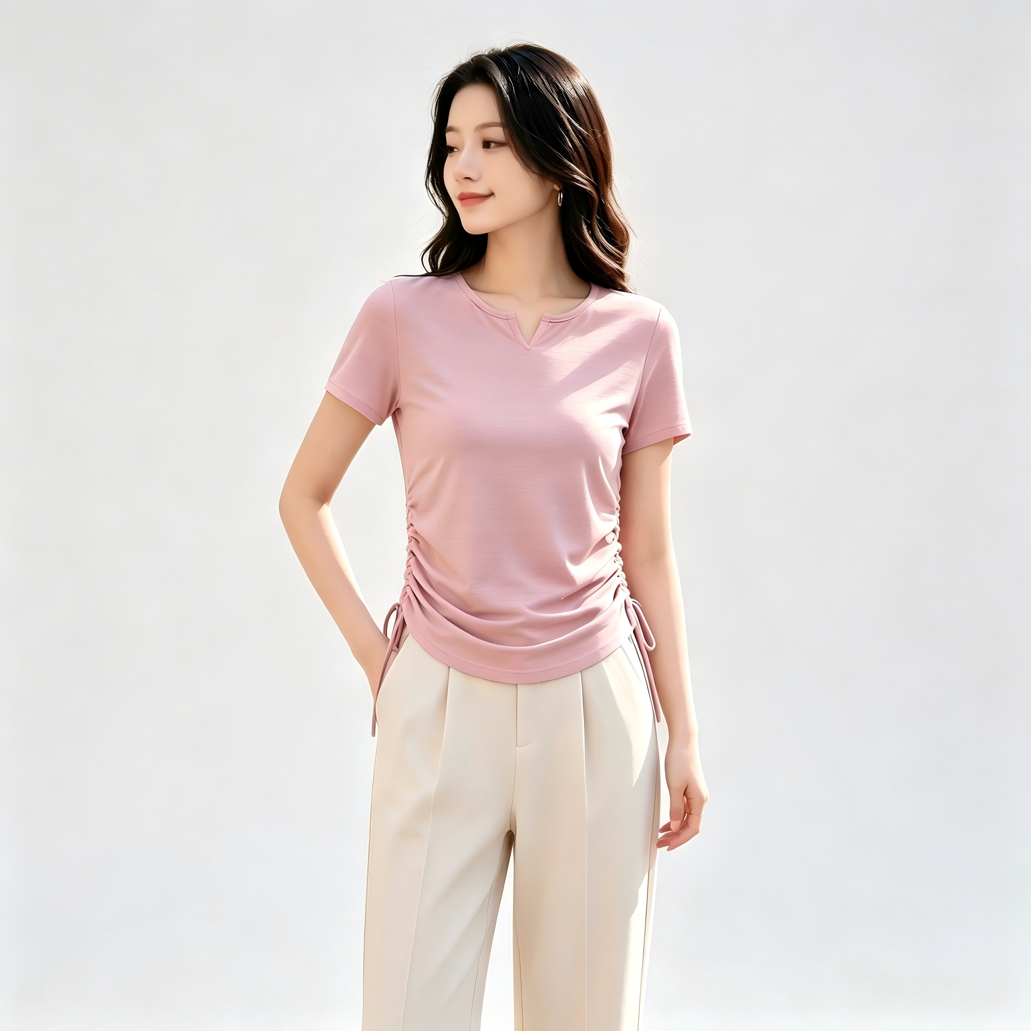 Customized sportswear for women: yoga quick-dry T-shirt with high-quality curved hem, short-sleeved, large size, fitness, Nylon