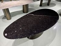 Table à manger elliptique minimaliste italienne en pierre naturelle de luxe écologique pour villas haut de gamme et hôtels luxueux