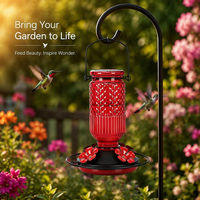 Mangeoire à colibris en verre soufflé à la main, étanche, 5 ports d'alimentation, pour jardin et cour arrière, vente en gros, OEM personnalisé