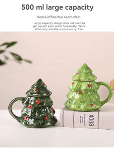 Cute Cartoon Christmas <b>Ceramic</b> Cup with <b>Lid</b> Large Capacity Christmas <b>Mug</b> with Handle - Product Image 2
