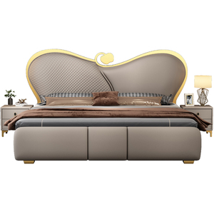 Modern Luxury King <strong>Queen</strong> <strong>Size</strong> <strong>Bed</strong> <strong>Frame</strong> with Adjustable Feature High Quality Hotel Elegant Upholstery leather for Home Furniture - Product Image 2