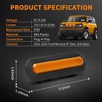 N2 3PCS Feux de calandre avant à LED ambre pour accessoires Ford Bronco 2021-2024 uniquement pour Badlands Wildtrak Everglades