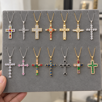 Bling Hiphop Bijoux Cadeau Plaqué Or 925 Sterling Silver VVS Moissanite Iced Out Cubain Croix Pendentif Collier Pour Hommes Femmes