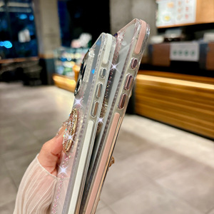 Ốp điện thoại iPhone 16/15 Series cao cấp, hai màu, kim loại khảm pha lê, trong suốt, bảo vệ, mạ điện đặc biệt - Product Image 6