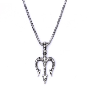 Collana da uomo in acciaio inox impermeabile Anti-appannamento Punk Trishul nettune tridente placcato oro alla moda creazione di gioielli - Product Image 6