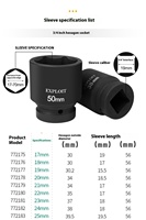 EXPLOIT 3/4 Clé électrique robuste Jeu de douilles à impact pneumatique avec tailles 1 pouce 120mm 12 points 42mm Tailles multiples