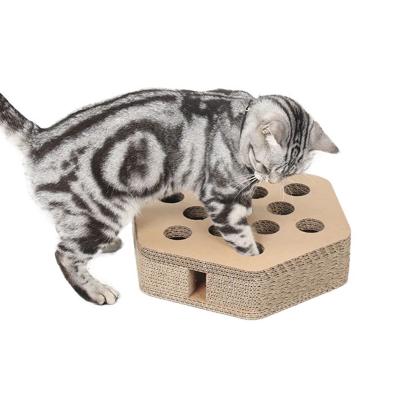 Round hole cat Mint corrugated board hide and seek cat scraper and ball