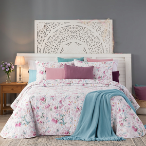 Cubrecama Reversible con Estampado de Acuarela 242 (Poliéster/Algodón <span class=keywords><strong>135</strong></span>/140 cm) 300 Hilos Grado A, Juego de 4 Piezas con Fundas de Cojín - Product Image 1