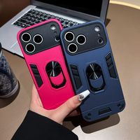 Coque de téléphone pour homme tendance, antichoc, avec support rotatif à 360 degrés, style armure, 2-en-1, en élastomère thermoplastique, couleur peinte