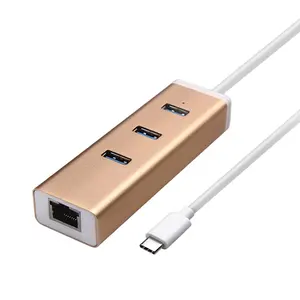 SaiKang 金银白色迷你驱动器 usb 3.1 usb 3.0 type-c 到 lan 以太网集线器适配器转换器