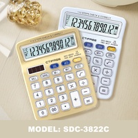 Calculatrice de bureau électronique fantaisie 12-14 chiffres cadeau de bureau et d'école 99 étapes double fonction de vérification de l'alimentation en plastique Durable