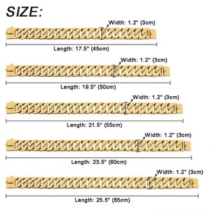 लक्जरी 32 मिमी चौड़ी धातु कुत्ते श्रृंखला कॉलर्स स्टेनलेस स्टील ठोस कुत्ते चोकर पिबुल सोने कुत्ते के लिए हार - Product Image 6