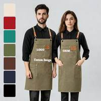Tablier de chef en toile OEM à bretelles croisées avec poches et logo personnalisé pour chefs, serveurs, usage domestique et services alimentaires – Haute qualité, réglable