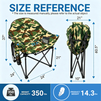 Fauteuil de camping surdimensionné rembourré OEM Moon Saucer, capacité 350 lbs, robuste, pour l'extérieur