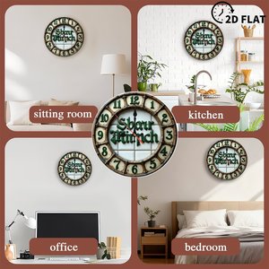 <b>Round</b> Wooden Wall Clock 25x25Cm Solid Wood <b>Frame</b> Silent Movement Home Office Study Room Decor - Product Image 3