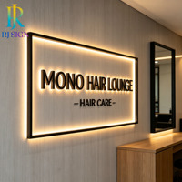 Enseignes murales 3D en acrylique et bois pour café, restaurant, décoration intérieure, enseignes lumineuses à LED pour les commerces