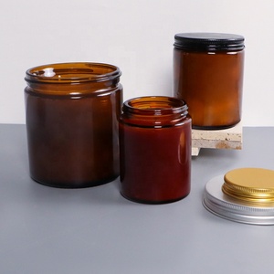 250ml 8oz Empty Amber Scent Decorative Candle Glass Jars With Lids And Boxes