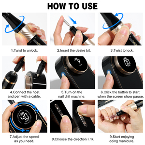 Nouveau 40000 tr/min Portable Mobile Rechargeable sans fil Efile lime à ongles électrique Machine perceuse à ongles <span class=keywords><strong>ponceuse</strong></span> à ongles pour Salon - Product Image 6