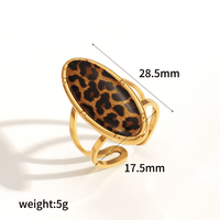 Bague en acier inoxydable imprimée léopard personnalisée transfrontalière Design de niche pour femme Bague ouverte haut de gamme sans décoloration
