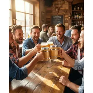 Mug à bière en chêne The Barrel House 700 ml, intérieur en aluminium, style nordique, cadeau idéal pour les amateurs de bière artisanale - Product Image 5