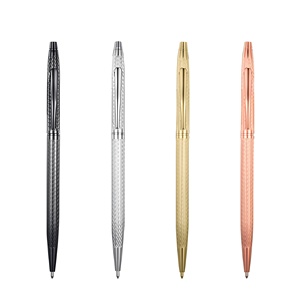 Bolígrafos delgados de oro rosa de marca personalizada de lujo para hoteles Bolígrafo promocional con logotipo personalizado - Product Image 1