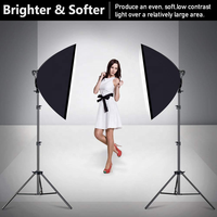 Kit d'éclairage LED Softbox 2 packs, Softbox 20x28 pouces, Tête de lumière LED dimmable 45W avec 2 températures de couleur, avec support d'éclairage