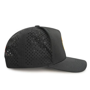 Casquette de baseball noire à 5 panneaux, séchage rapide, respirante, structurée, réglable, pour le camping en extérieur, avec trous laser au dos - Product Image 5