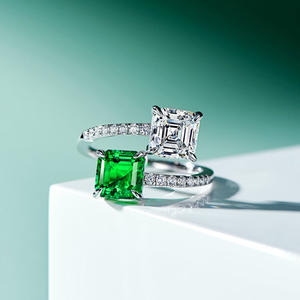 Bague en diamant Q379, taille Asscher, diamant blanc naturel de couleur fantaisie, bijoux de fiançailles pour femme - Product Image 6