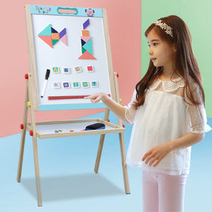لوح رسم مغناطيسي خشبي مزدوج الوجهين ، ألعاب السبورة مع تهجئة هندسية للأطفال ، ألعاب تعليمية في صندوق للتعبئة - Product Image 3