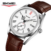 Jam Tangan Pria SKMEI 9402 Bisnis Quartz Klasik Dial Bundar Tanggal Jarum Detik Kecil Tahan Air Tali Kulit Fungsional