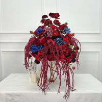 DKB Artisanat Fait Main Magnifique Boule de Fleurs Artificielle Réaliste de 50 cm Bleu Vert Centre de Table Floral avec Lianes Suspendues