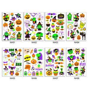 Venta al por mayor Blacklight Neon UV Glow Tattoo Stickers Dibujos animados para Niños Spider Bat Halloween Tatuajes temporales - Product Image 3