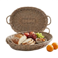 Ensemble de plateaux ronds en osier tressé, grand plateau de table basse rond en osier, petit plateau personnalisé, plateau de service en osier tressé fait main