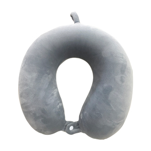 Bantal Leher Perjalanan Busa Memori Bentuk U dengan Kancing Kain Plush Kristal Khusus - Product Image 1