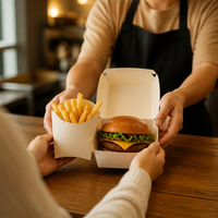 Scatole per Asporto in Carta per Alimenti - Set di Scatole Antigrasso per Patatine Fritte, Hamburger e Pollo, Logo Personalizzato, Ecologiche
