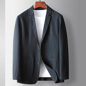 Veste de Costume Décontractée de Luxe pour Homme Printemps-Automne 2026, Simple Boutonnage, Respirante, Couleur Unie, Style Occidental Légèrement Plissé - Product Image 1