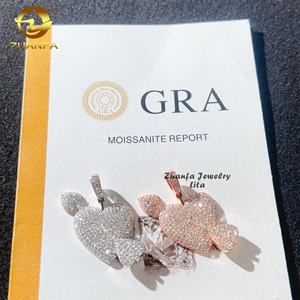 Lulus penguji berlian panah hati 925 perak murni es kustom Moissanite Hip Hop liontin untuk rantai tenis - Product Image 2