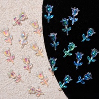 Paso Sico 30 pièces/sac Cristal Scintillant AB 3D Rose Fleur Filles Résine Nail Art Décoration Magique Charmes pour Ongles Appliques