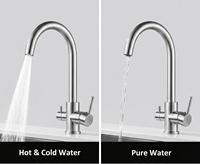 Robinet d'eau potable à double poignée avec cartouche en céramique, purificateur d'eau en acier inoxydable pour la cuisine domestique