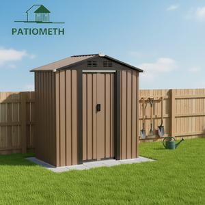 Abri <span class=keywords><strong>de</strong></span> jardin en acier galvanisé marron 1,5 m x 0,9 m à montage facile avec portes verrouillables pour cour et patio - Product Image 1