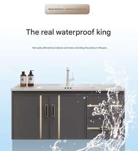 <span class=keywords><strong>Meuble</strong></span> <span class=keywords><strong>de</strong></span> <span class=keywords><strong>salle</strong></span> <span class=keywords><strong>de</strong></span> <span class=keywords><strong>bain</strong></span> moderne <span class=keywords><strong>et</strong></span> luxueux avec lavabo intégré, application en aluminium spatial pour appartement - Product Image 4