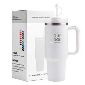 Tazas de café de acero inoxidable reutilizables personalizadas, taza de viaje de café de doble pared, vaso de 30Oz y 40oz con asa - Product Image 1