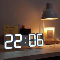 Jam Digital & Analog-Digital 3D LED Jam Dinding Digital, Lampu Meja Modern Bertenaga USB Jam Elektronik untuk Dekorasi Rumah