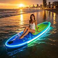 Planche à pagaie gonflable LED lumineuse pour activités de plein air, avec technologie PVC Drop Stitch, idéale pour les lacs et l'océan