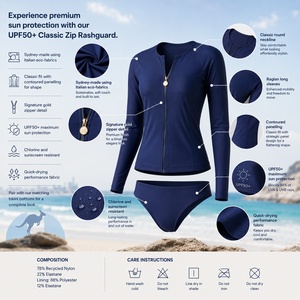 <span class=keywords><strong>Maillot</strong></span> <span class=keywords><strong>de</strong></span> <span class=keywords><strong>bain</strong></span> une pièce Nayvo <span class=keywords><strong>de</strong></span> haute qualité à manches longues avec fermeture éclair, protection UV 50+, pour <span class=keywords><strong>femme</strong></span>, idéal pour le surf et la natation - Product Image 2